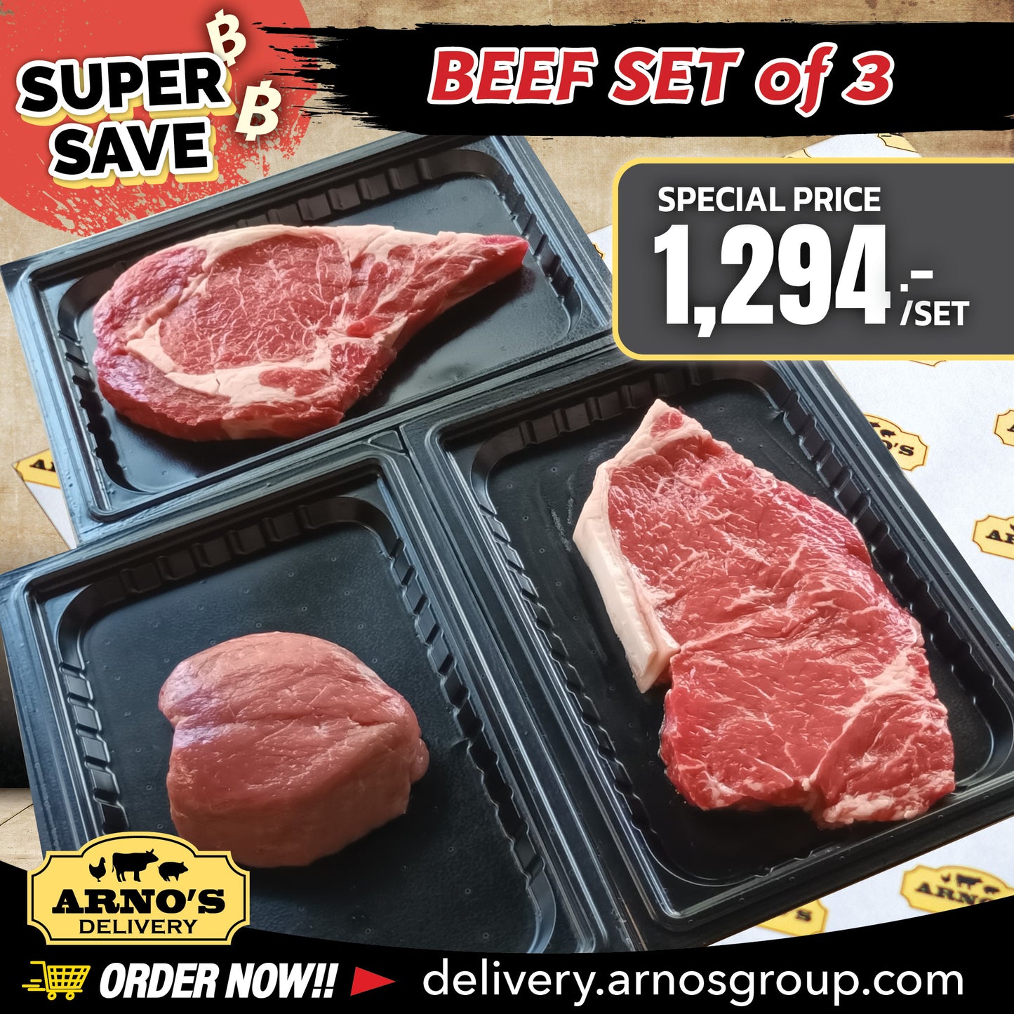 Beef Set of 3 - Rib eye, Sirloin,Tenderloin